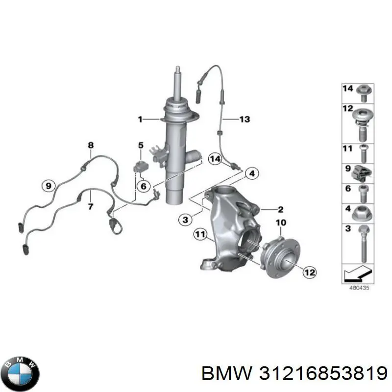 Pino moente (extremidade do eixo) dianteiro esquerdo BMW 31216853819 preço, a partir de 495,71 USD
