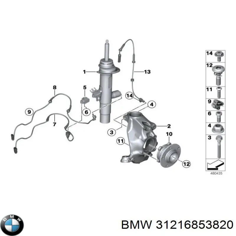 Pino moente (extremidade do eixo) dianteiro direito BMW 31216853820 preço, a partir de 514,47 USD