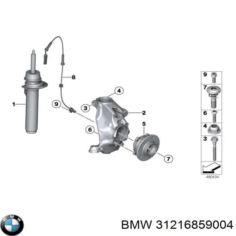 31216859004 BMW Pino moente (extremidade do eixo) dianteiro direito