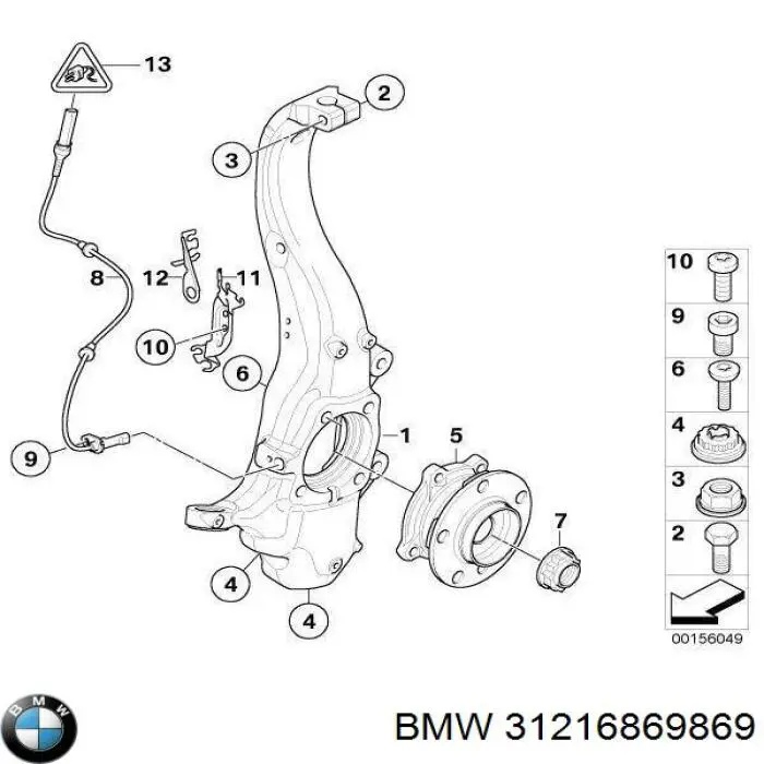 31216869869 BMW Pino moente (extremidade do eixo) dianteiro esquerdo
