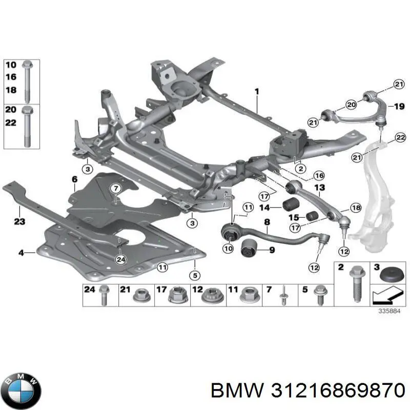 31216869870 BMW Pino moente (extremidade do eixo) dianteiro direito