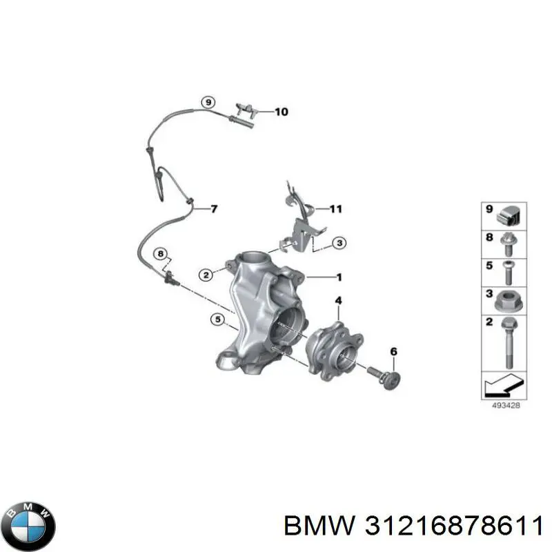 31216878611 BMW Pino moente (extremidade do eixo) dianteiro esquerdo