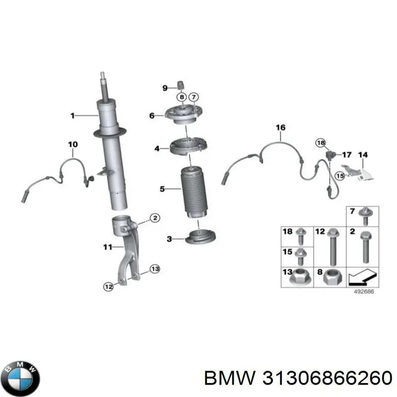 31306866260 BMW Suporte de amortecedor dianteiro