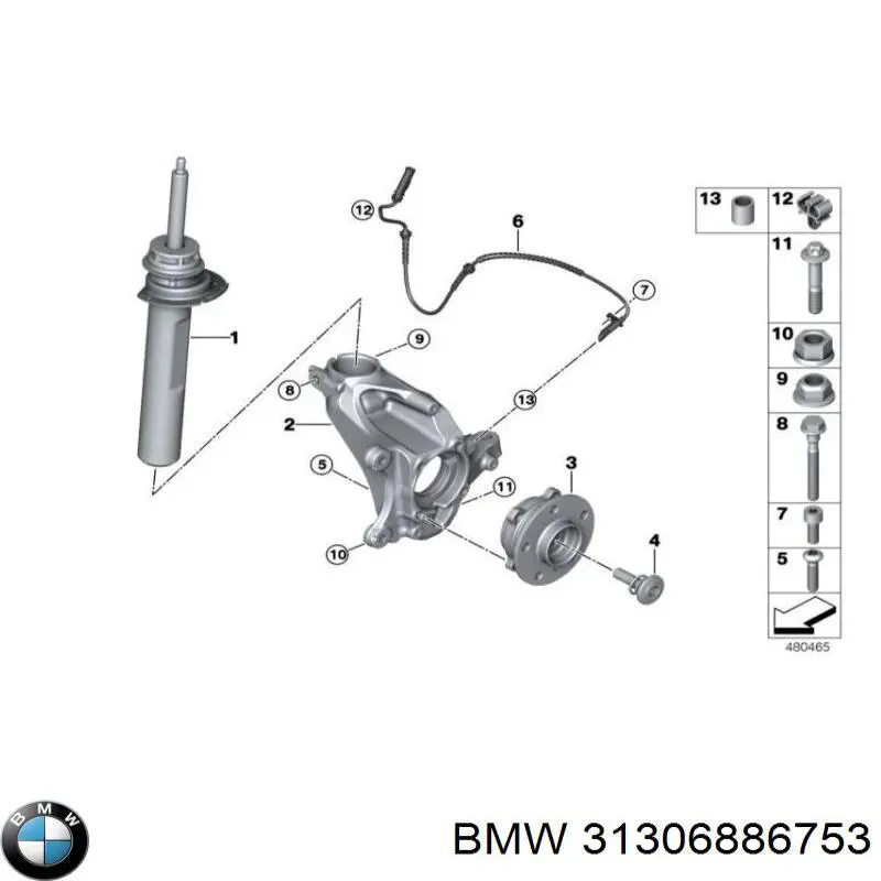 Amortecedor dianteiro esquerdo BMW 31306886753 preço, a partir de 207,71 USD