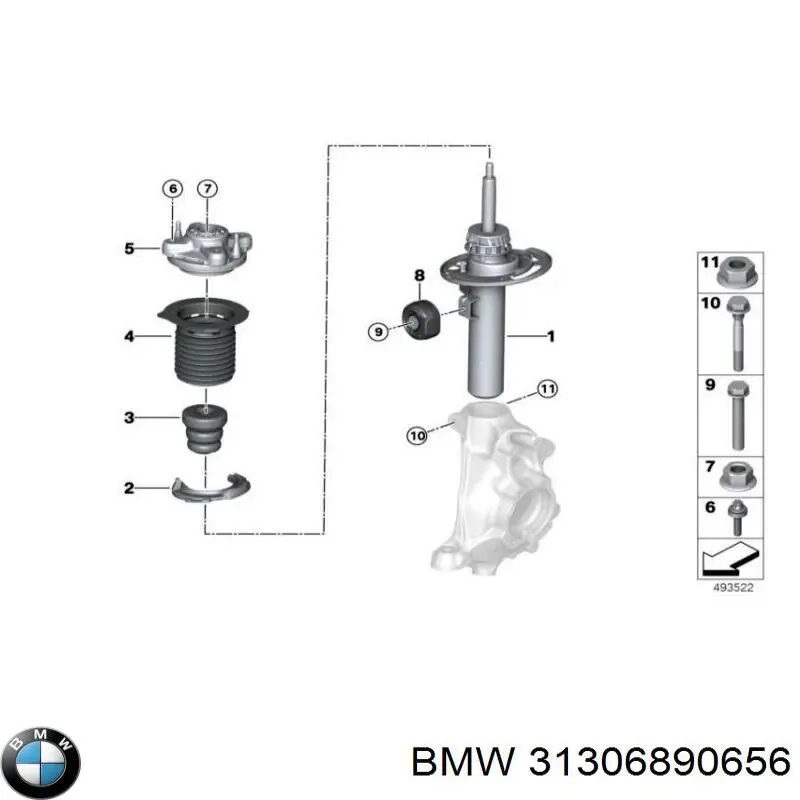 Suporte de amortecedor dianteiro BMW 31306890656 preço, a partir de 36,70 USD