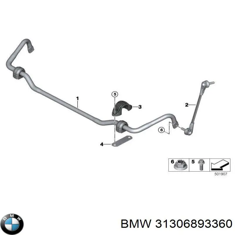 31306893360 BMW Montante direito de estabilizador dianteiro