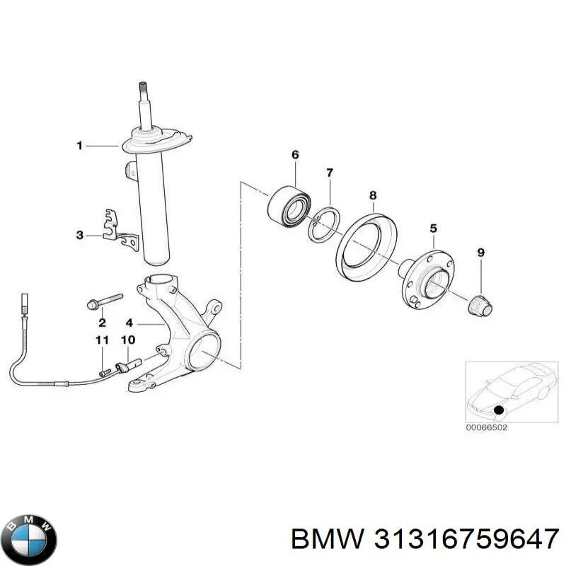Compre 31316759647 BMW Amortecedor dianteiro esquerdo