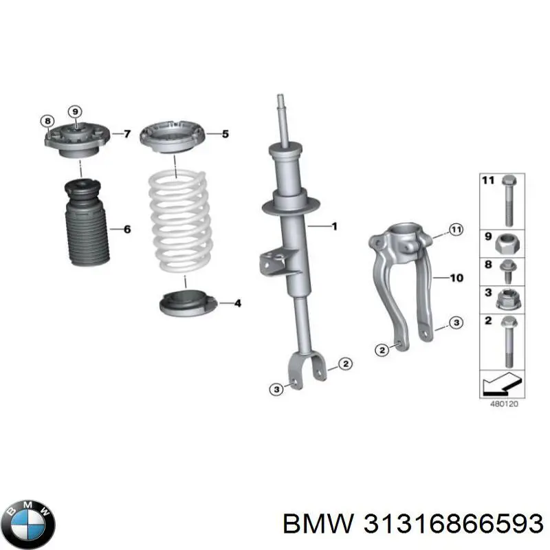 31316866593 BMW Amortecedor dianteiro direito