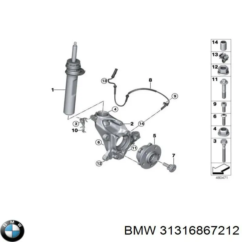 31316867212 BMW Amortecedor dianteiro direito