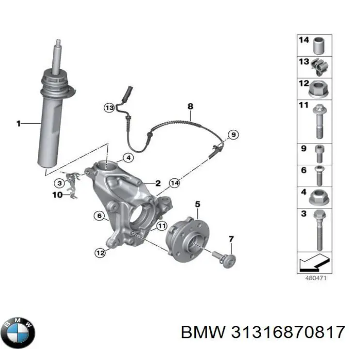 31316870817 BMW Amortecedor dianteiro esquerdo