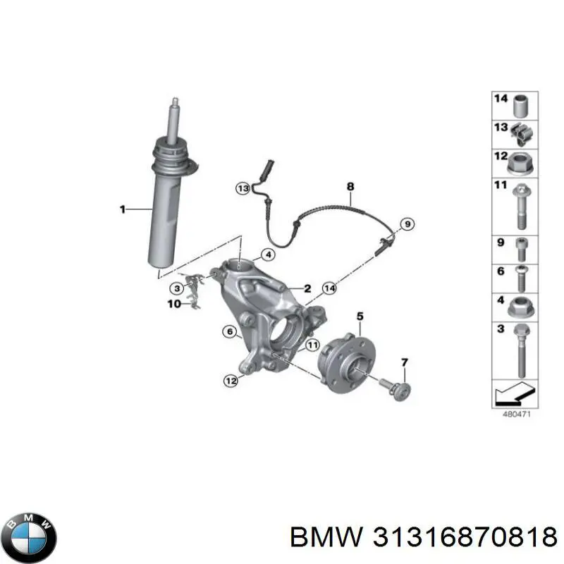 Compre 31316852414 BMW Amortecedor dianteiro direito