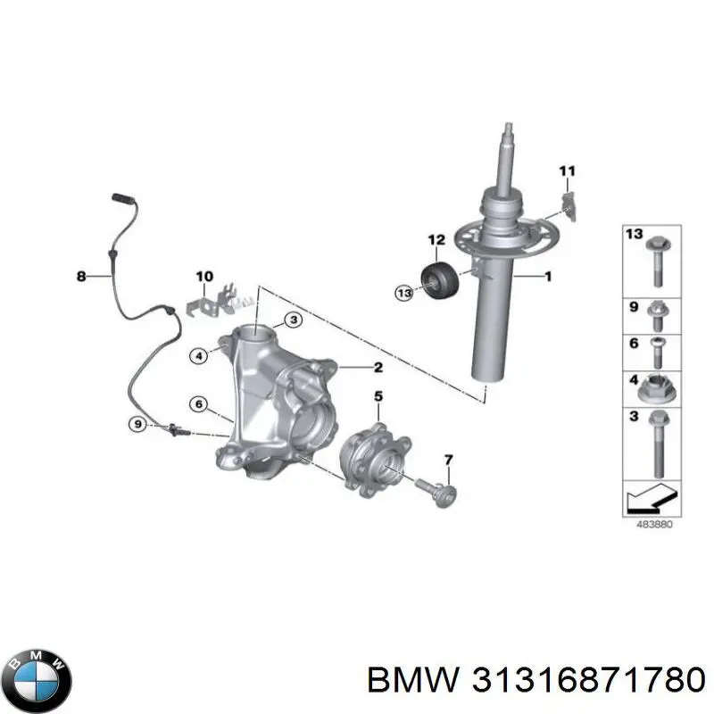 Amortecedor dianteiro direito BMW 31316871780 preço, a partir de 221,08 USD