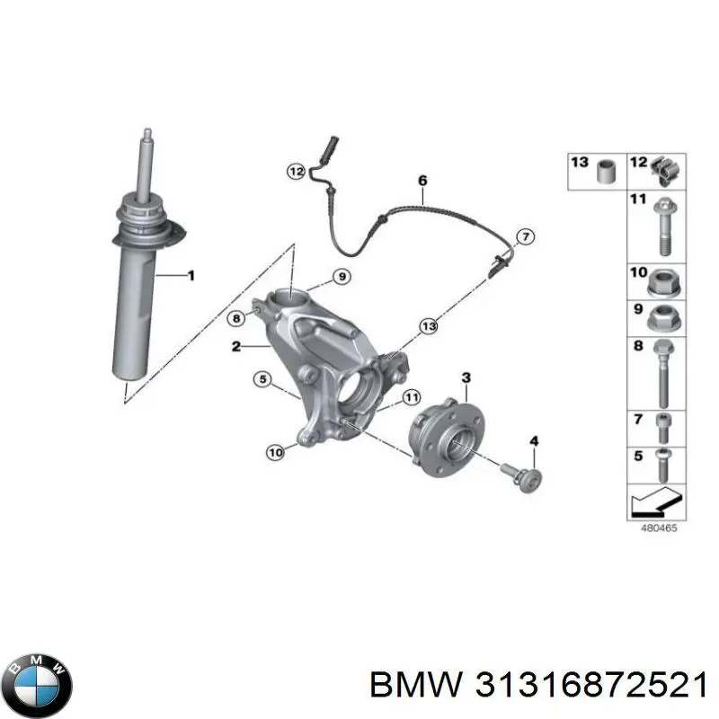 31316872521 BMW Amortecedor dianteiro esquerdo