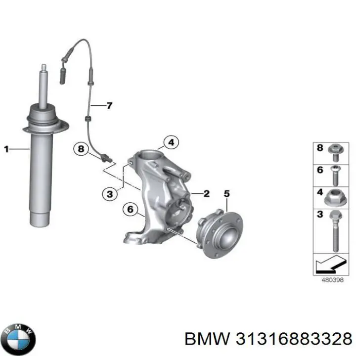 Amortecedor dianteiro BMW 31316883328 preço, a partir de 159,62 USD