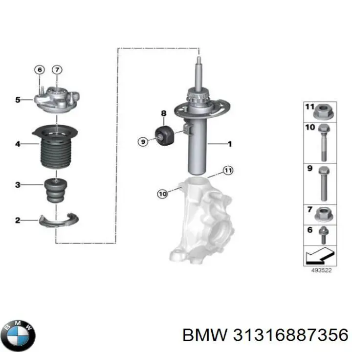 31316887356 BMW Amortecedor dianteiro direito