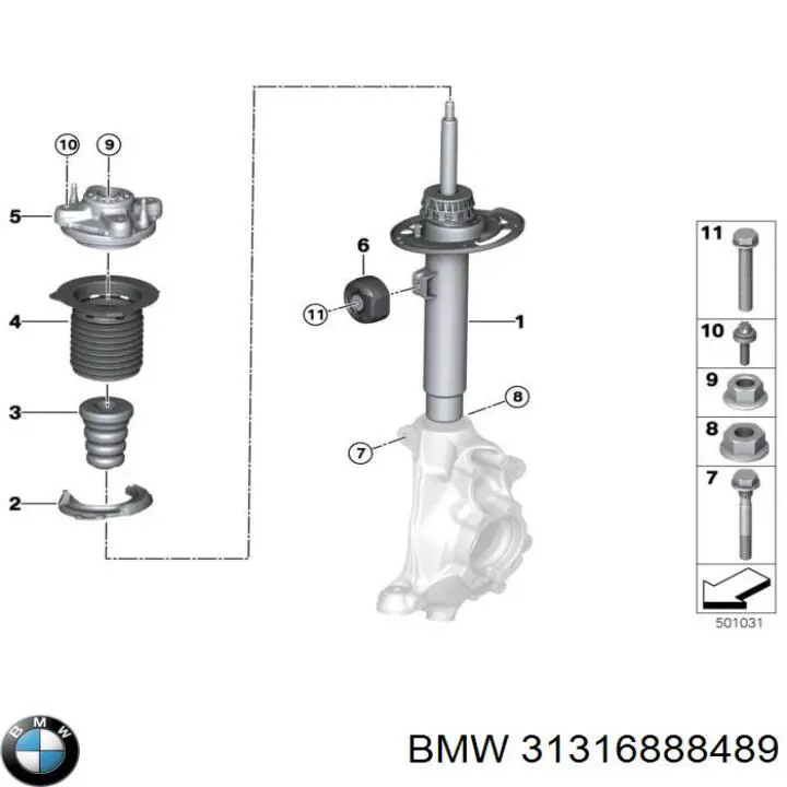 31316887355 BMW Amortecedor dianteiro esquerdo