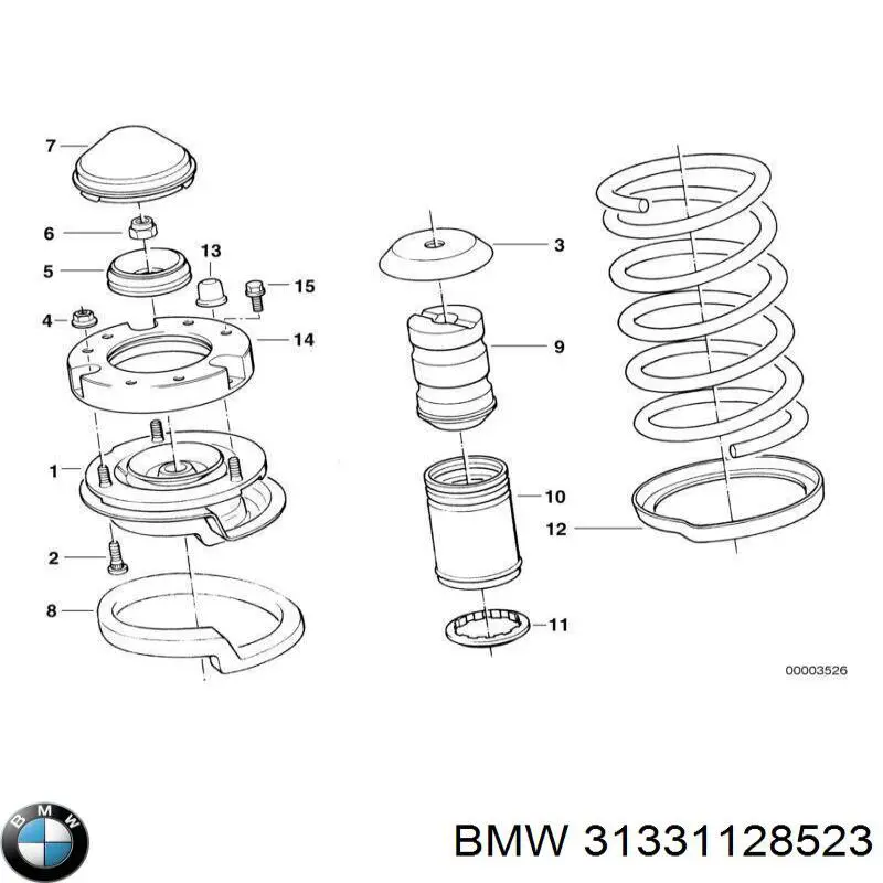 Compre 31331128523 BMW Espaçador (anel de borracha) da mola dianteira superior