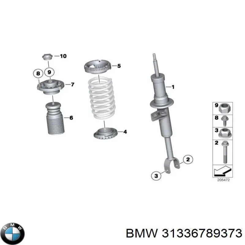Compre 31336789373 BMW Pára-choque (grade de proteção) de amortecedor dianteiro + bota de proteção