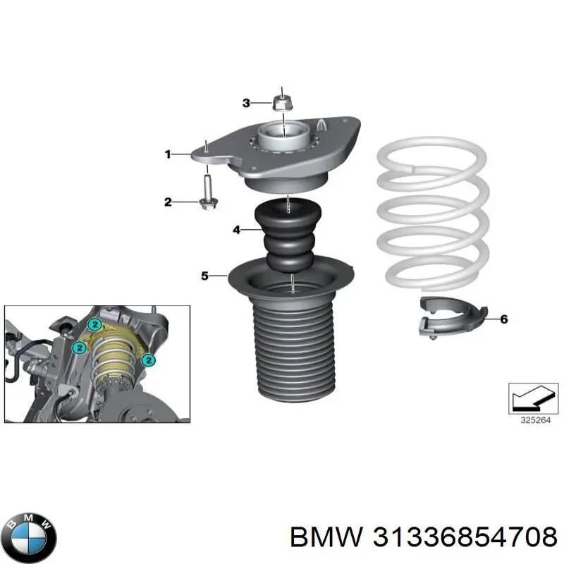 31336854708 BMW Pára-choque (grade de proteção) de amortecedor dianteiro