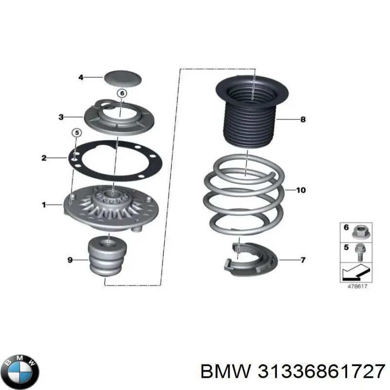 31336861727 BMW Pára-choque (grade de proteção) de amortecedor dianteiro