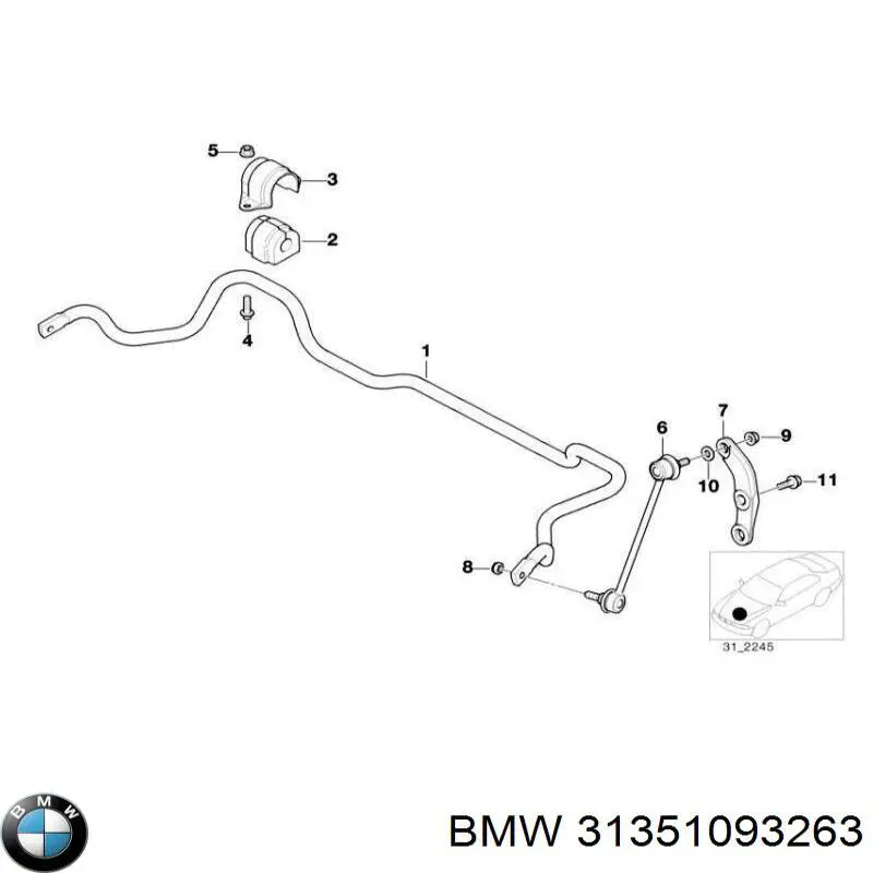 Compre 31351093263 BMW Bucha de estabilizador dianteiro