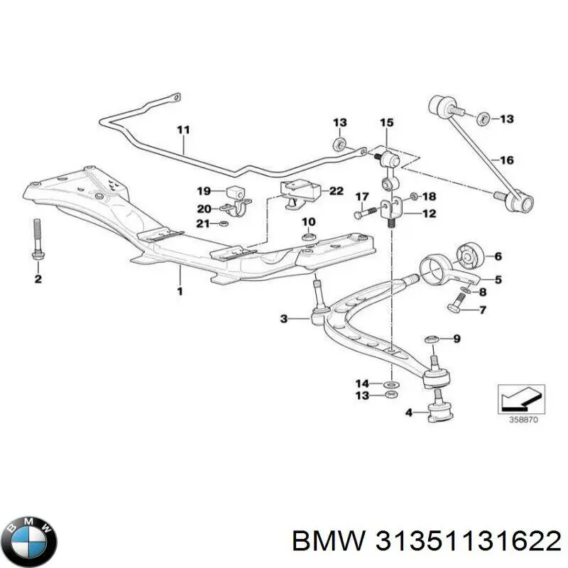 Compre 31351131622 BMW Braçadeira de fixação da bucha de estabilizador dianteiro