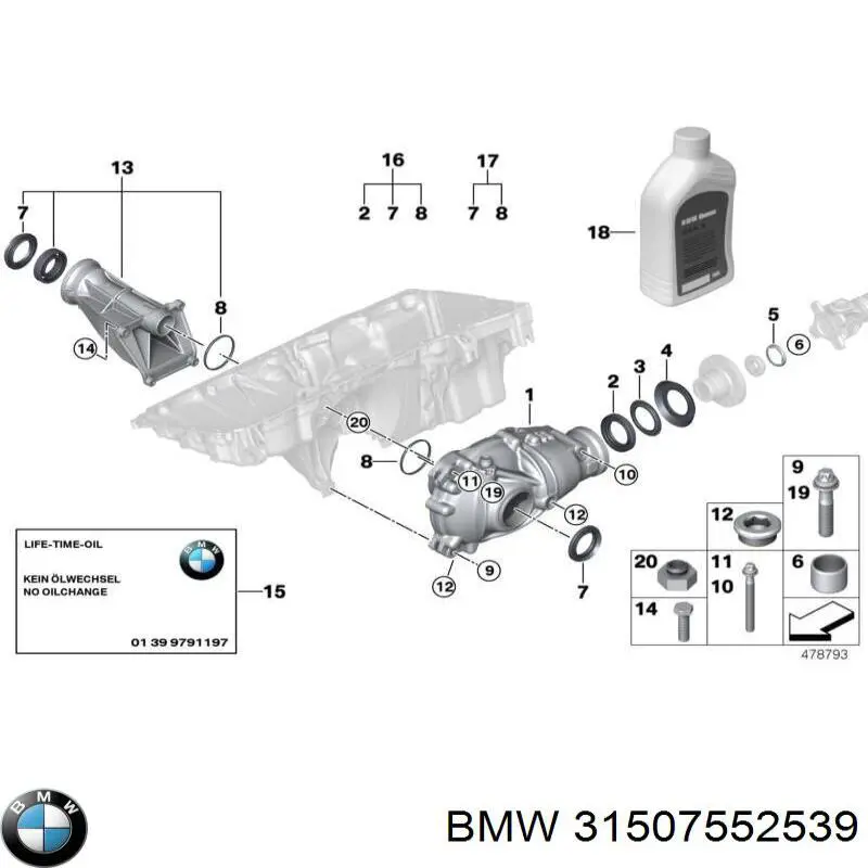 31507552539 BMW Suporte de rolamento suspenso do semieixo dianteiro