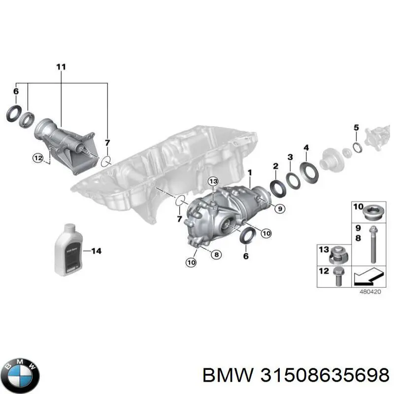 31508635698 BMW Redutor do eixo dianteiro