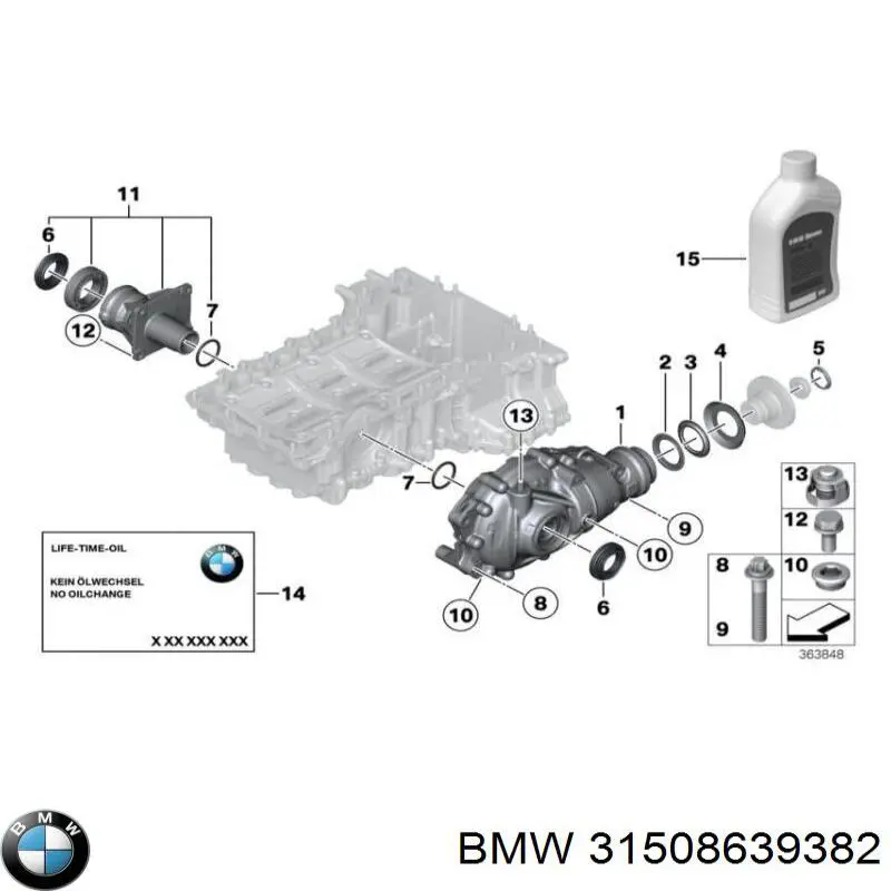 31508639382 BMW Consola (travessa) direita de redutor dianteiro