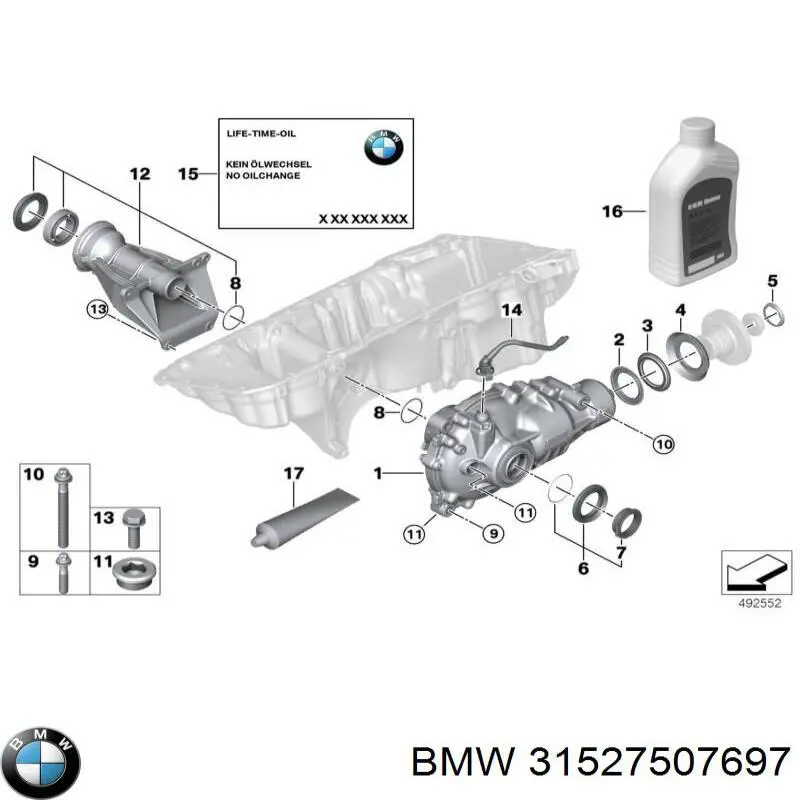 31527507697 BMW Bucim da haste de redutor do eixo dianteiro