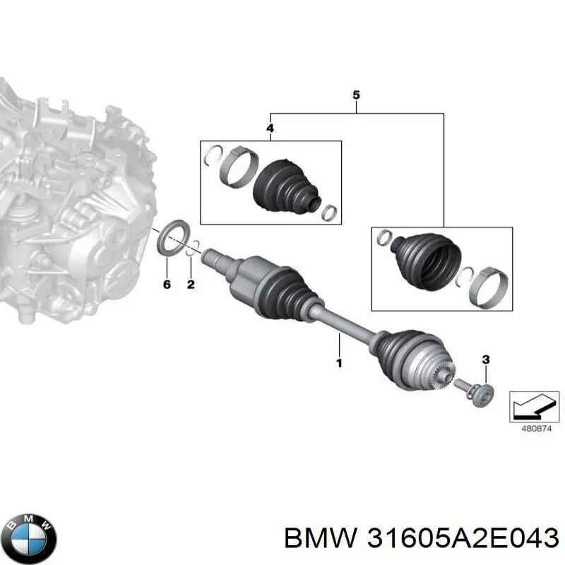 31605A2E043 BMW Semieixo (acionador) dianteiro esquerdo