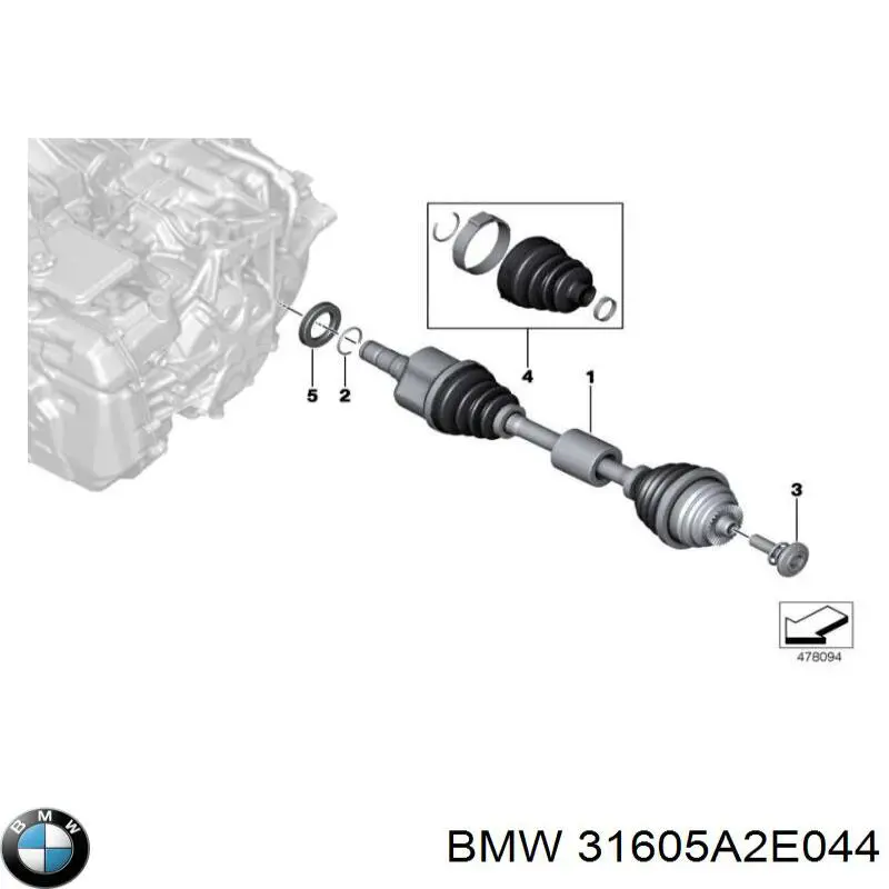 Semieixo (acionador) dianteiro direito BMW 31605A2E044 preço, a partir de 177,88 USD