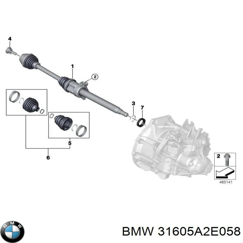 31605A2E058 BMW Semieixo (acionador) dianteiro direito