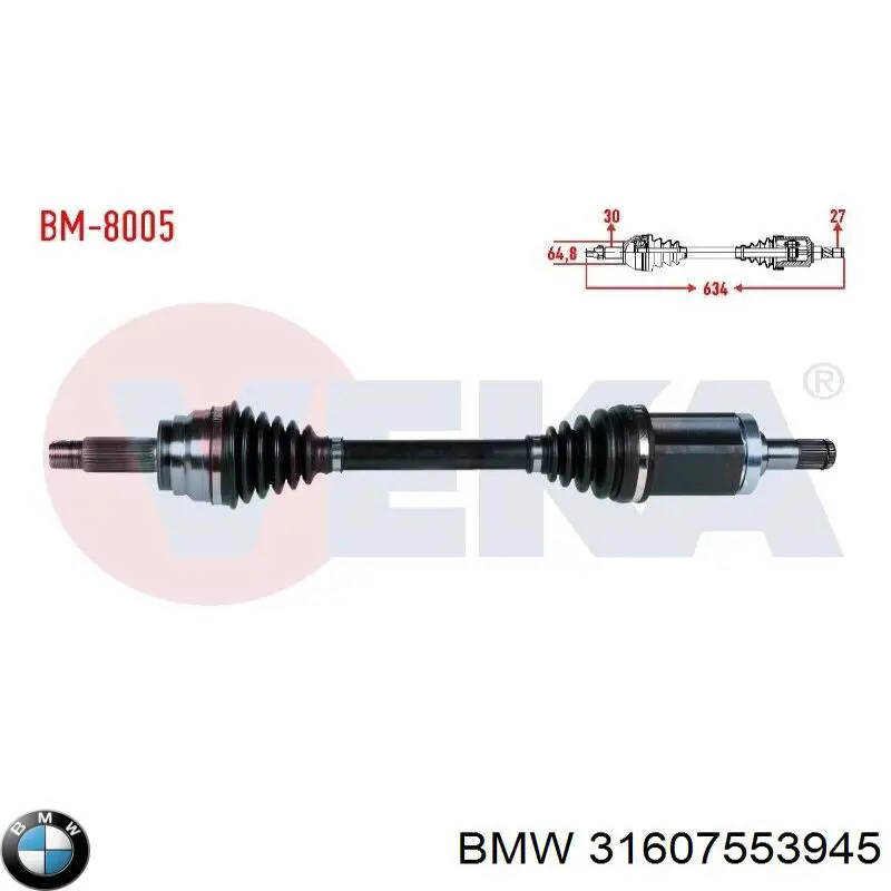 31607553945 BMW Semieixo (acionador) dianteiro esquerdo