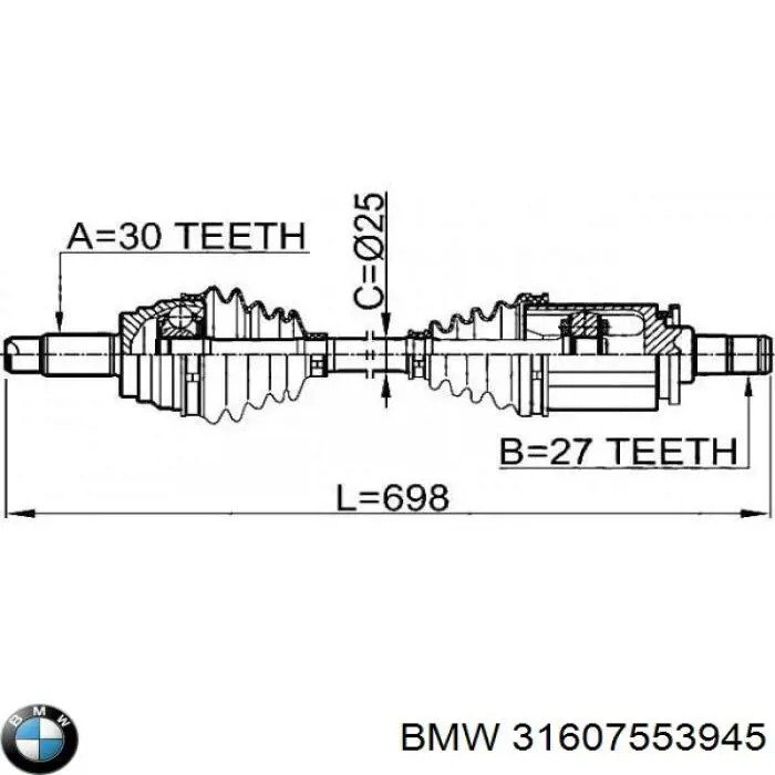 Semieixo (acionador) dianteiro esquerdo BMW 31607553945 preço, a partir de 115,61 USD