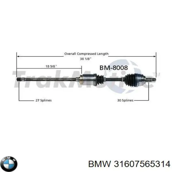 Semieixo (acionador) dianteiro direito BMW 31607565314 preço, a partir de 169,05 USD