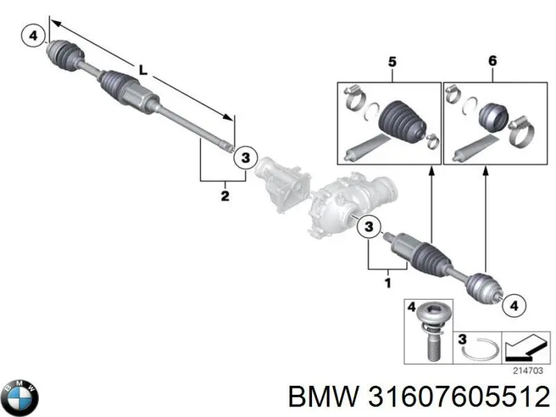 31607605512 BMW Semieixo (acionador) dianteiro direito