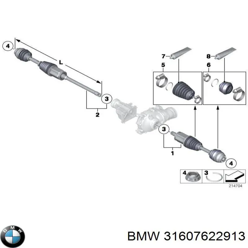 Semieixo (acionador) dianteiro esquerdo BMW 31607622913 preço, a partir de 127,21 USD