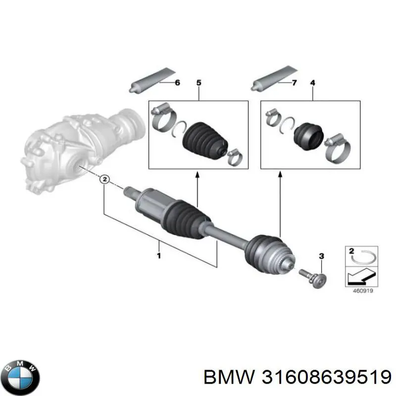 Semieixo (acionador) dianteiro esquerdo BMW 31608639519 preço, a partir de 306,99 USD