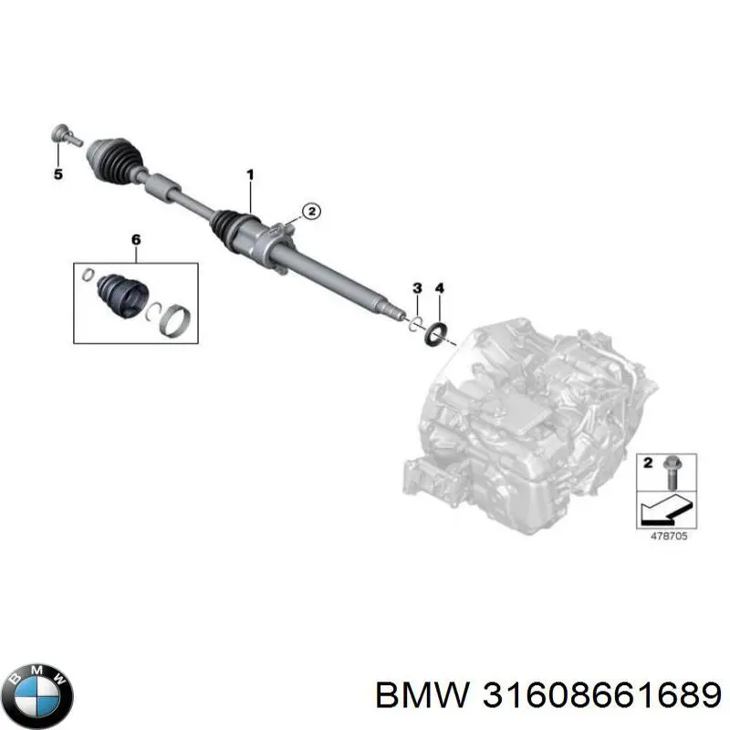 31608661689 BMW Semieixo (acionador) dianteiro esquerdo
