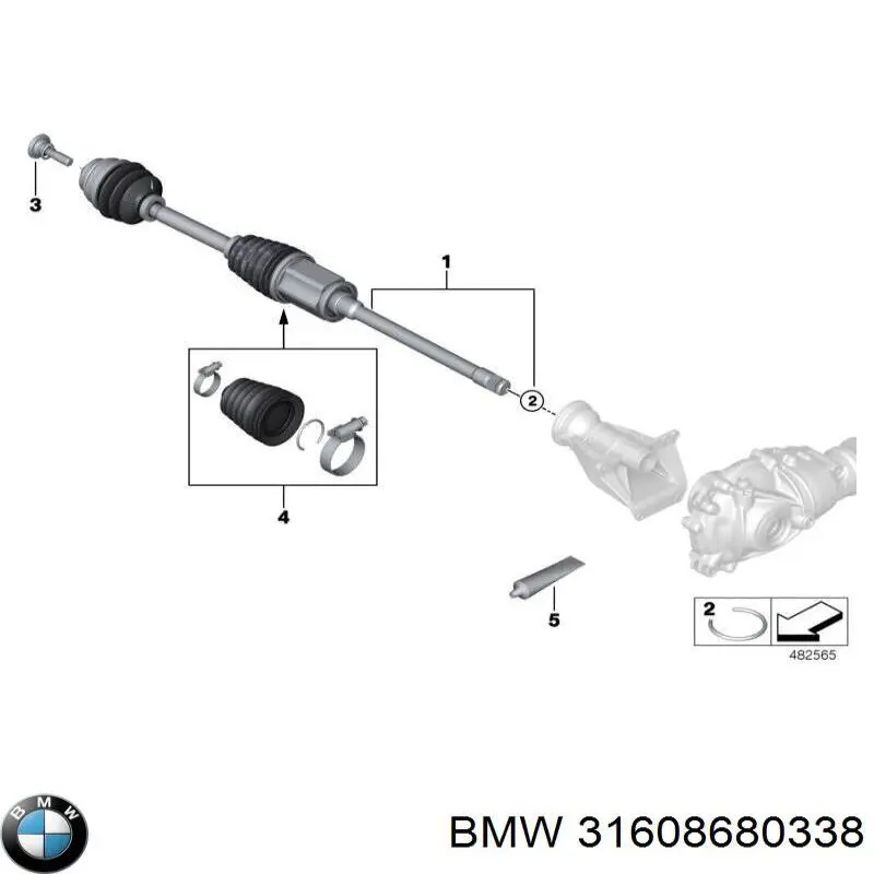 31608680338 BMW Semieixo (acionador) dianteiro direito