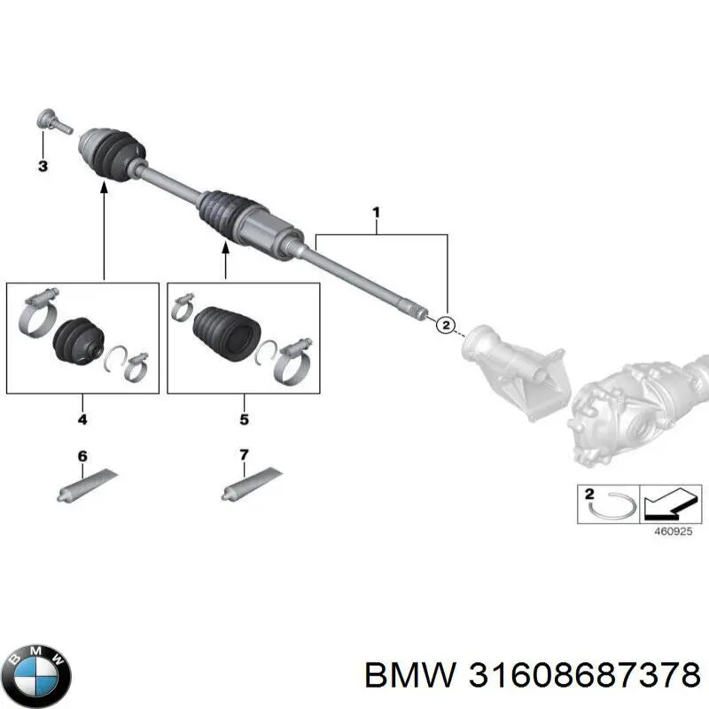 Semieixo (acionador) dianteiro direito BMW 31608687378 preço, a partir de 218,16 USD