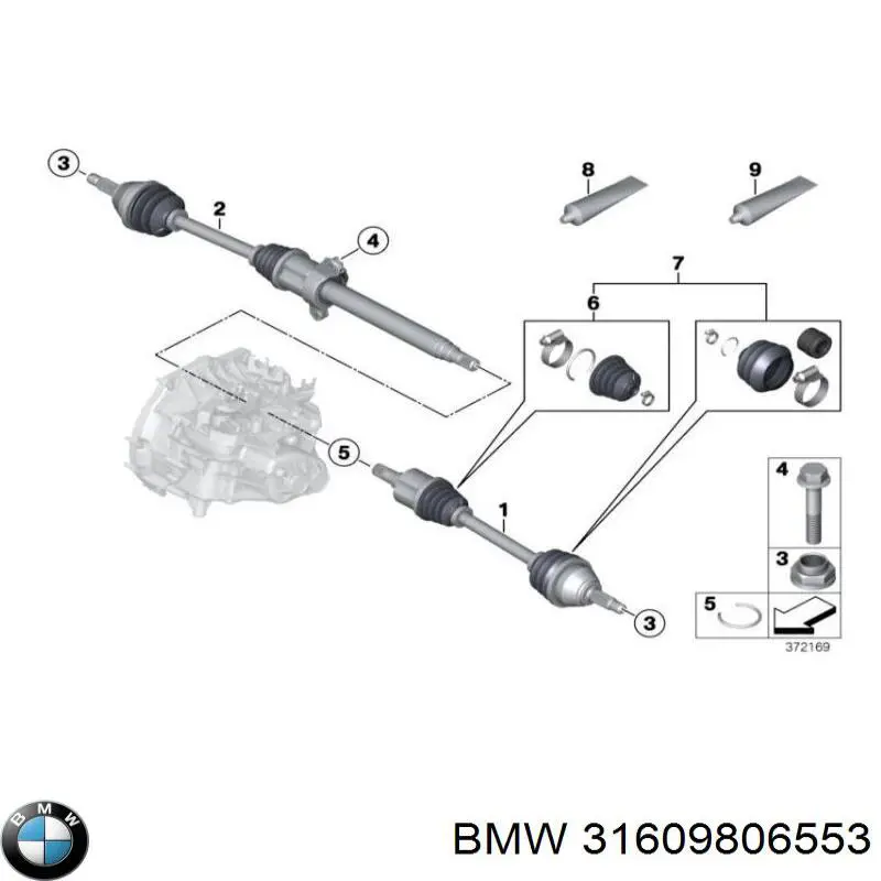 31609806553 BMW Bota de proteção interna esquerda de junta homocinética do semieixo dianteiro