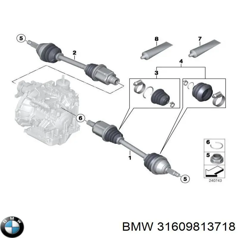 31609813718 BMW Semieixo (acionador) dianteiro direito