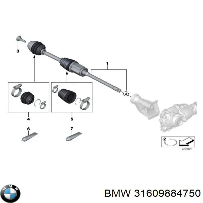 Semieixo (acionador) dianteiro direito BMW 31609884748 preço, a partir de 137,45 USD
