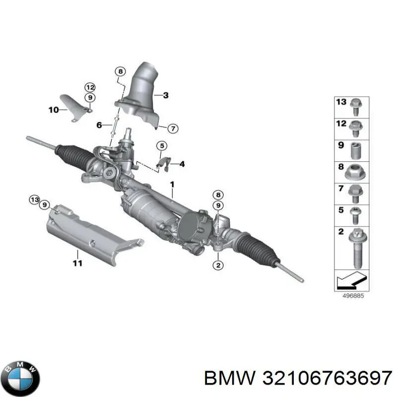 32106763697 BMW Cremalheira da direção