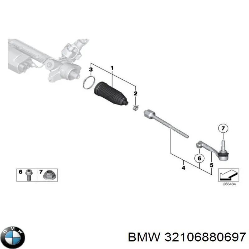 32106880697 BMW Tração de direção montada direita
