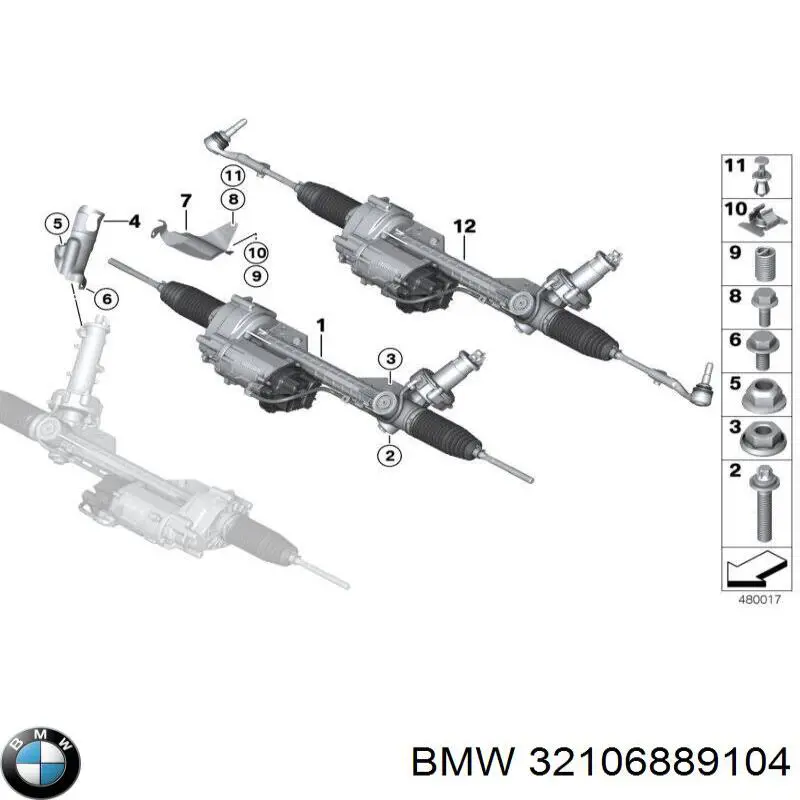 32106889104 BMW Cremalheira da direção