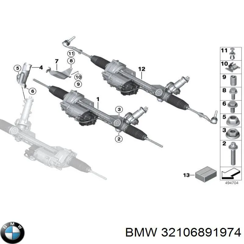 32106891974 BMW Kit de reparação da cremalheira da direção (do mecanismo), (kit de vedantes)
