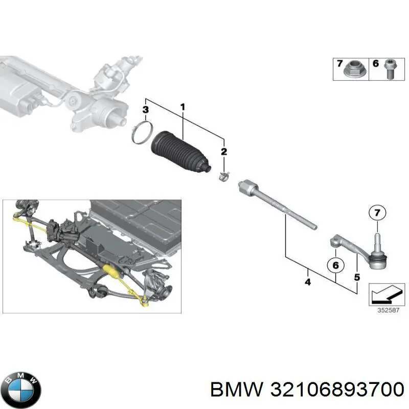 32106893700 BMW Bota de proteção do mecanismo de direção (de cremalheira)